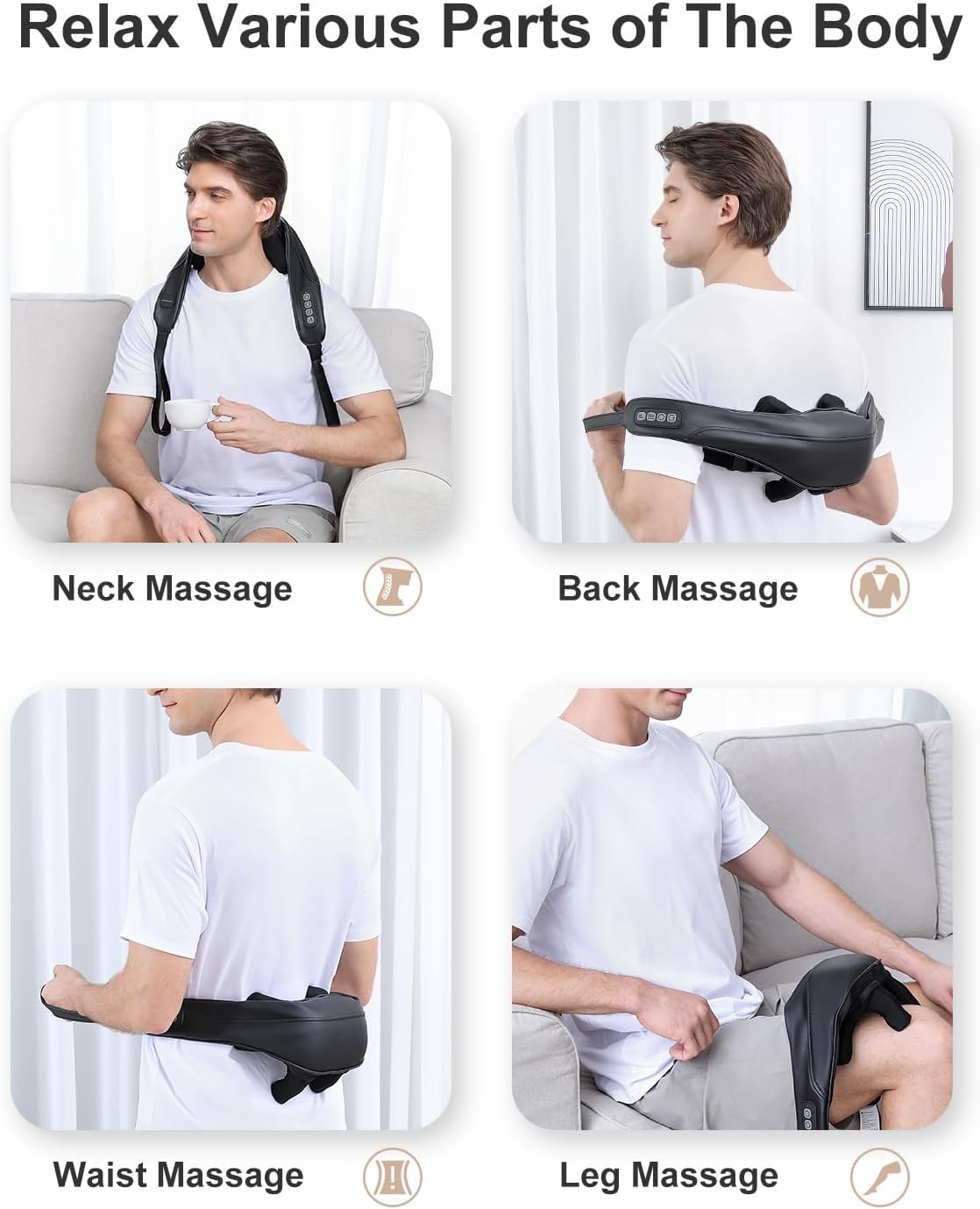 4D Deep Cordless Neck, Shoulder and Body Massager with Heat