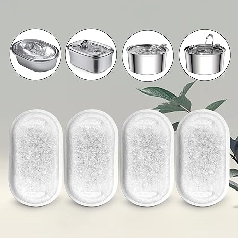 Turbah Stainless Pet Fountain Filter Replacement with 8 Filter & 8 Sponges