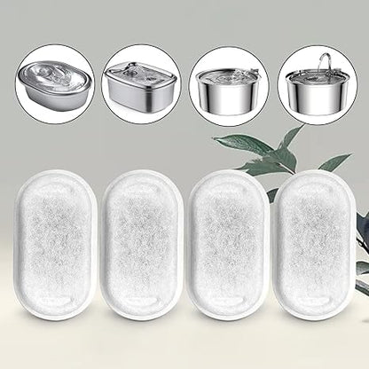 Turbah Stainless Pet Fountain Filter Replacement with 8 Filter & 8 Sponges